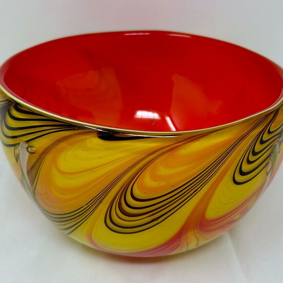 Gorgeous Designs blown glass bowl yellow red
